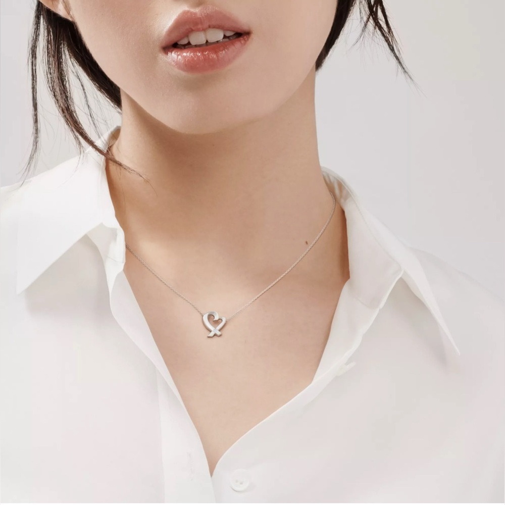 Tiffany & Co. Silver Paloma Picasso Loving Heart Necklace -#2 - Picture 8 of 9